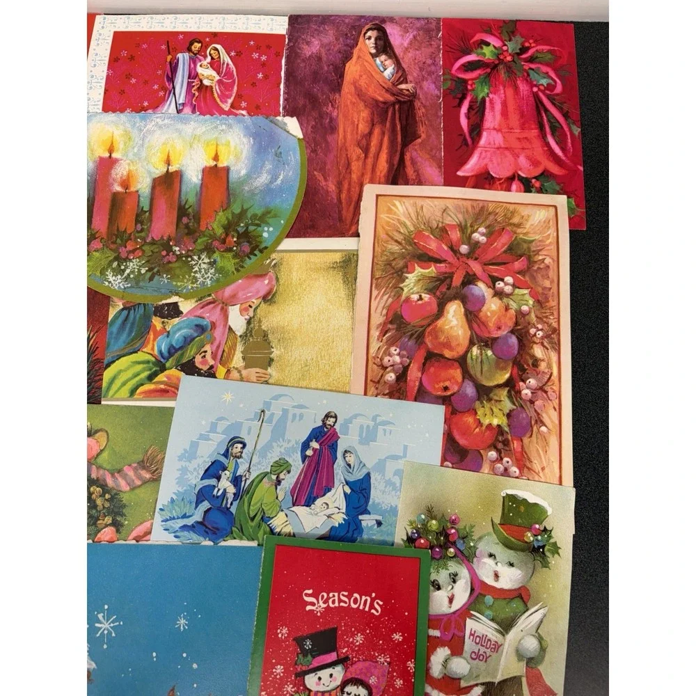 Vintage MCM Christmas Cards Fronts ONLY Mid Century Scrapbooking Crafts 50+